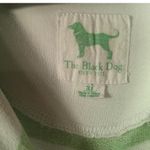The Black Dog Striped Hooded Long Sleeve Shirt Women's XL Logo Green & White Photo 5