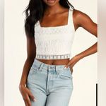 Lulu’s White Lace Crop Tank Top Size M Photo 5