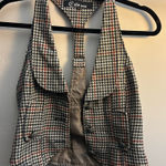 Classic Plaid Puffer Vest – Red/Black/Beige, Small Red Photo 0