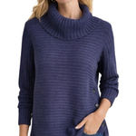 Jason Maxwell  Navy Ribbed Cowl Neck Sweater Button Detail Size Small Photo 0