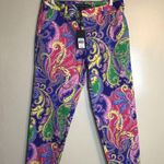 Ralph Lauren Women Sporty Vibrant Paisley Print golf Pants 6 NWT Stretch Comfort Blue Photo 1