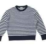 J.Crew NWT Cashmere Relaxed Crewneck Sweater in Navy Snow Stripe L Photo 3