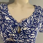 Rafaella Blue white patterned top shirt blouse  woman’s large EUC Photo 1