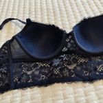 Adore Me Adored by  32C Longline Underwire Floral Lace Demi Cup Bra Blue Black Photo 7
