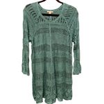 Cato Green Crochet Knit Sweater Cover-Up Boho Tunic Photo 1