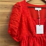 L'Academie NWT L’Acadamie Revolve XS The Rene Mini Dress Poppy Red Puff Sleeve Christmas Photo 2