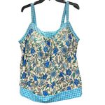 Lands' End Lands’ End Woman’s 22W Padded Blouson Swim Tankini Lotus Floral Gingham Tank Top Photo 0