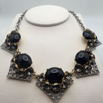 Stella & Dot  Rory Black Cabochon & Gray & Clear Rhinestone Necklace Photo 0