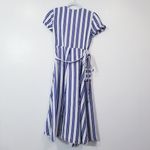 L'Academie Tuscy Dress White Blue Stripes Wrap Midi Dress Photo 3