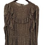 Mango MNG Dot Print Ruffle Long Sleeve Dress Size 12 New Photo 1