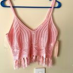 Crave fame  Pink Crochet Crop Top Size Medium NWT Photo 0