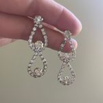 Dangling Teardrop Earrings Silver Rhinestone Evening Formal Jewelry Event Demure Photo 0