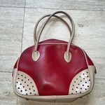 Tosca Blu Leather Purse Handbag Made In Italy red Tan Perforated Corners‎ Photo 0