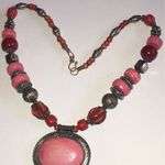 Vintage Pink and Red Coral Boho Western Beaded Necklace Photo 2