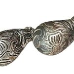 Vintage Dainty Silver Tone Teardrop Floral Post Pierced Earrings Photo 0