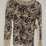 NEW Element Camo Floral Long Sleeve Top Thermal Ribbed Medium NWT Green Pink Photo 0