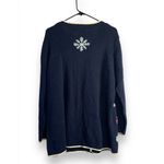 Cherokee Vintage  Womens Blue Ramie Cotton Embroidered‎ Button Knit Sweater sz 14 Photo 2