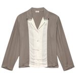 DONNI Silky Bowling Shirt Button Down Blouse in Mushroom Tan Size XS Photo 2