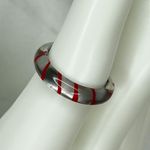 Clear Silver Red Striped Plastic Ring Size 7.25 Photo 7