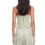 ZARA  NWT khaki olive pale green zipper back pleated folded corset top Photo 1