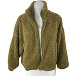 Urban Outfitters Willow Olive Green Sherpa Fleece Zip Up Teddy Sweater Jacket S Photo 0