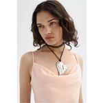 Urban Outfitters  Annette Heart Corded Necklace Silver Black Layered NWT Photo 2