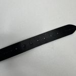 Olga Santini Women’s Size L Leather Belt Black DOUBLE OO Buckle Silver Toned Photo 7