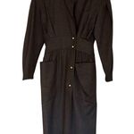 HarvĂ© Benard Harve Benardâ100% wool vintage grey military style dress 4 Photo 0