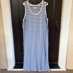 Pact EUC Softspun Orgqnic Cotton Tank Midi Dress Blue White Stripe Size XL Photo 1