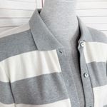 Moda International Rugby Stripes Button Front Cardigan Sweater Grey White Medium Gray Photo 4