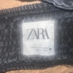 ZARA  Denim Diamante Crop Top Black Jean Rhinestone Bralette small Photo 3