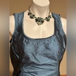 Areli Collection Herms Metallic NWT Satin Cornflower Blue Zipper On Side… Size 8 Photo 2