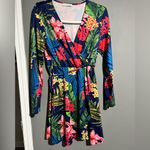 Noblemoon Dress Size XXL Blue Floral Long Sleeve Coverup Sundress Photo 3