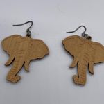 Elephant Shaped Wooden Earrings Brown Photo 1