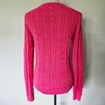 Ralph Lauren Fuchsia & Lime Cable Knit Cotton Crewneck Sweater Size Medium Photo 5