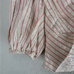 Lovers + Friends NWT  Cottagecore Ruched Puff Sleeve Pink Stripe Top Photo 3
