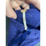 Free People Mini Dress Women's XS Blue Eyelet Lace up Cut out Puff Sleeve B71 Photo 3