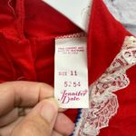 Vintage Jennifer Dale Red Fleece Nightgown Long Sleeve Size 11/M Union Made Lace Size M Photo 4