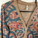 GRECERELLE Women’s Paisley long sleeved button down Brown Sweater size Medium Photo 5