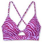 Shade & Shore Bikini Top 36D Longline Front Cut Out Underwire Pink Purple NWOT Photo 0