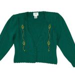 Vtg Sorta horsey sportswear Kirstin Collection coach horn cardigan Green Size L Photo 0