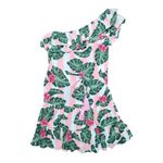 Lovers + Friends Amity Mini Dress Pink Palm Stripe One Shoulder Size Medium Photo 2