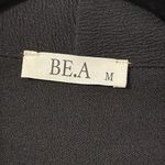 BE.A medium charcoal solid casual draped lightweight blazer top 3/4 ruched sleev Black Photo 1