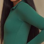 Klassy Network Womens V Neck Polo Long Sleeve Bramisuit Bodysuit Size S Emerald Photo 1