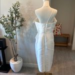 Amsale One Shoulder Bow Detail Cocktail Sheath Midi Dress White Size 14 Photo 9