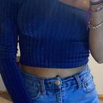 Papaya One Sleeve Dark Blue Sparkly Shirt Photo 0