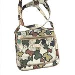 Tous  Crossbody Handbag Multi~Color Front Zipper Pocket Logo Charm Tan Green Rust Photo 3