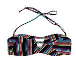 Roxy Sun Runner 3 Strap Black Multi Bandeau Bikini Top Medium Photo 2