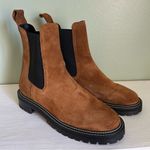 STAUD  Dutch Chelsea Boots Brown Suede with White Stitching Photo 3