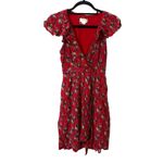 Anthropologie  Maeve Rosalia Ruffled Mini Dress Red Sz‎ 2 Photo 1